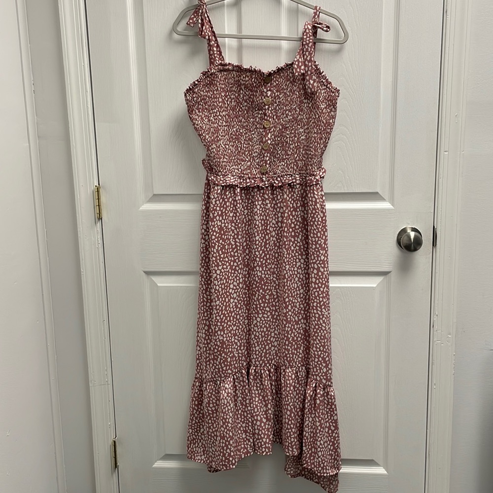 Mauve Smocked Plus Midi Dress